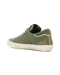 Baskets basses en daim olive Philippe Model