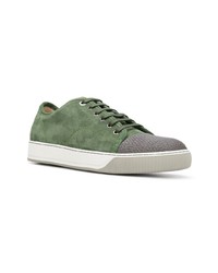 Baskets basses en daim olive Lanvin