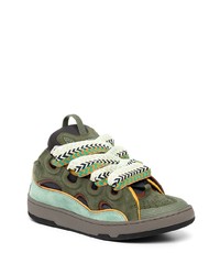 Baskets basses en daim olive Lanvin