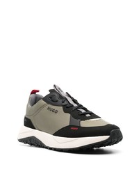 Baskets basses en daim olive BOSS