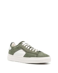 Baskets basses en daim olive Santoni