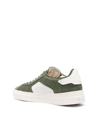 Baskets basses en daim olive Santoni