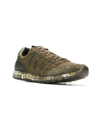 Baskets basses en daim olive White Premiata