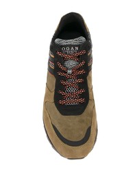 Baskets basses en daim olive HOGAN REBEL