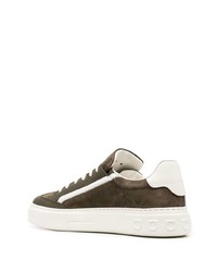 Baskets basses en daim olive Salvatore Ferragamo