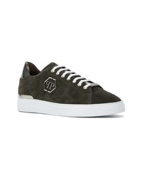 Baskets basses en daim olive Philipp Plein