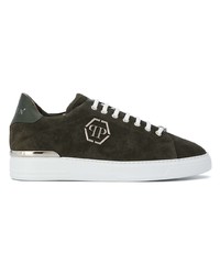 Baskets basses en daim olive Philipp Plein