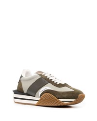 Baskets basses en daim olive Tom Ford