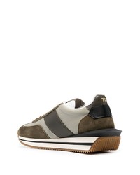 Baskets basses en daim olive Tom Ford