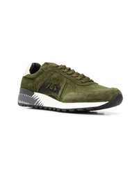 Baskets basses en daim olive Premiata