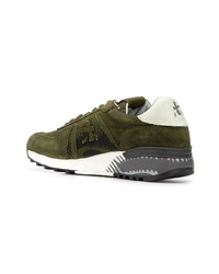 Baskets basses en daim olive Premiata