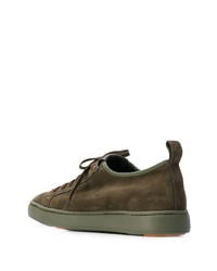 Baskets basses en daim olive Santoni