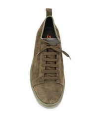 Baskets basses en daim olive Santoni