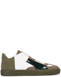 Baskets basses en daim olive MM6 MAISON MARGIELA