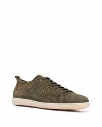 Baskets basses en daim olive Corneliani