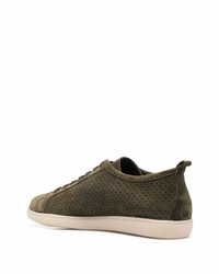 Baskets basses en daim olive Corneliani