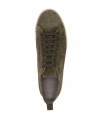 Baskets basses en daim olive Corneliani