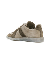 Baskets basses en daim olive Maison Margiela