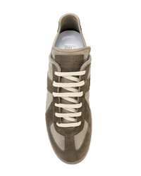 Baskets basses en daim olive Maison Margiela