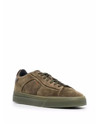 Baskets basses en daim olive Santoni