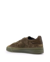 Baskets basses en daim olive Santoni