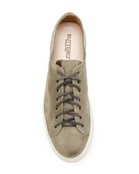 Baskets basses en daim olive Buttero