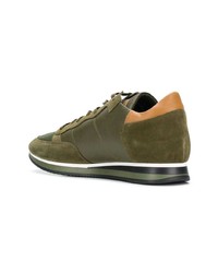 Baskets basses en daim olive Philippe Model