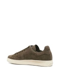 Baskets basses en daim olive Tom Ford