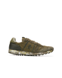 Baskets basses en daim olive White Premiata