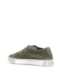 Baskets basses en daim olive Santoni