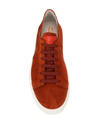 Baskets basses en daim orange Santoni