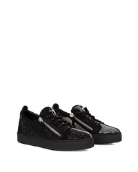 Baskets basses en daim ornées noires Giuseppe Zanotti