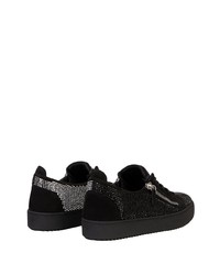 Baskets basses en daim ornées noires Giuseppe Zanotti