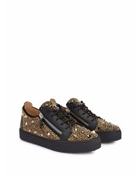 Baskets basses en daim ornées noires Giuseppe Zanotti