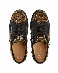 Baskets basses en daim ornées noires Giuseppe Zanotti