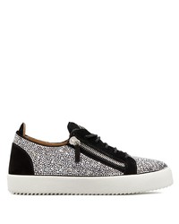 Baskets basses en daim ornées noires Giuseppe Zanotti