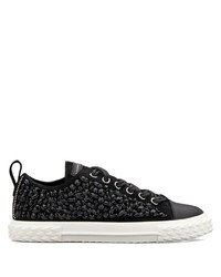 Baskets basses en daim ornées noires Giuseppe Zanotti