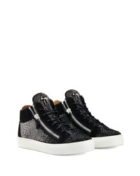 Baskets basses en daim ornées noires Giuseppe Zanotti