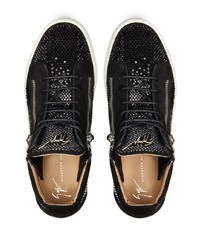 Baskets basses en daim ornées noires Giuseppe Zanotti