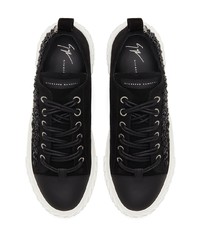 Baskets basses en daim ornées noires Giuseppe Zanotti