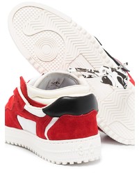 Baskets basses en daim rouge et blanc Off-White