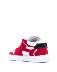 Baskets basses en daim rouge et blanc Off-White