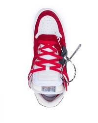 Baskets basses en daim rouge et blanc Off-White