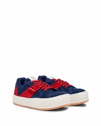 Baskets basses en daim rouge et bleu marine Palm Angels