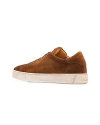 Baskets basses en daim tabac Santoni