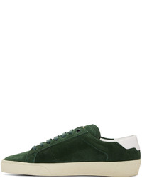 Baskets basses en daim vert foncé Saint Laurent