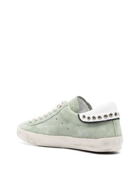 Baskets basses en daim vert menthe Philippe Model Paris