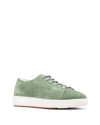 Baskets basses en daim vert menthe Santoni