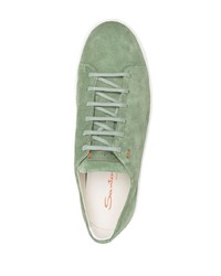 Baskets basses en daim vert menthe Santoni