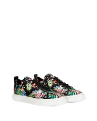 Baskets basses en satin à fleurs noires Giuseppe Zanotti